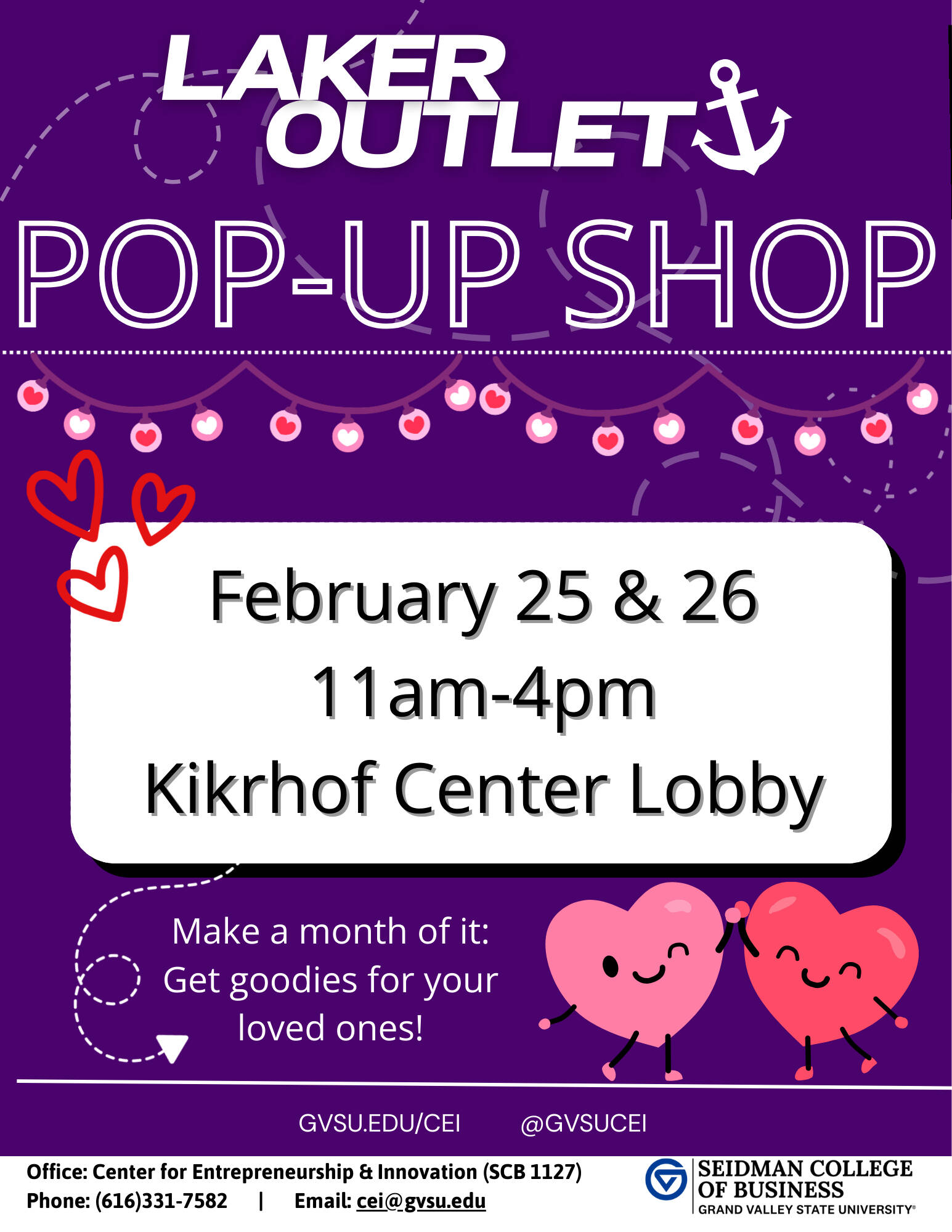 Pop-up shops February 25th and 26th, 2026, in Kirkhof Lobby from 11am - 4pm!